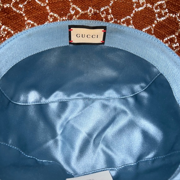 Gucci Canvas Lame GG Monogram Bucket Hat S Burnt Orange Silver - Picture 5 of 7